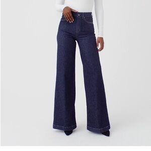 NWT Petite Spanx XSP Wide Leg Denim Raw Indigo